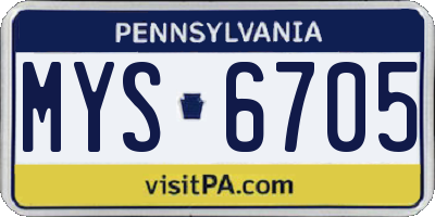 PA license plate MYS6705