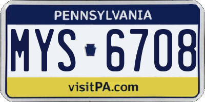 PA license plate MYS6708