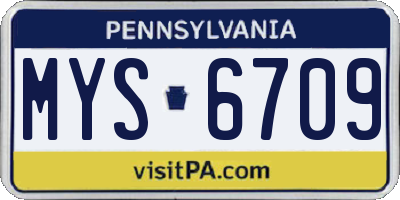 PA license plate MYS6709