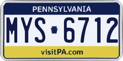 PA license plate MYS6712