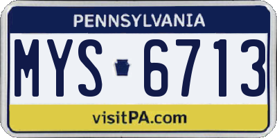 PA license plate MYS6713