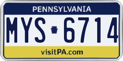 PA license plate MYS6714