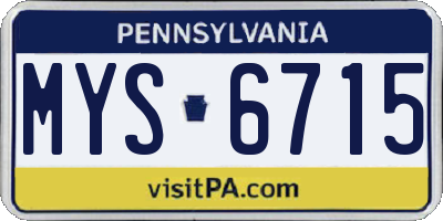 PA license plate MYS6715