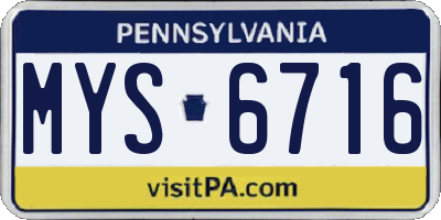 PA license plate MYS6716