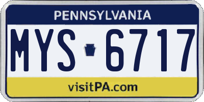 PA license plate MYS6717