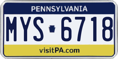 PA license plate MYS6718
