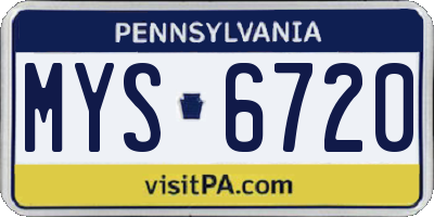 PA license plate MYS6720