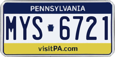 PA license plate MYS6721
