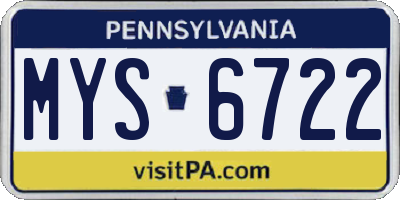 PA license plate MYS6722