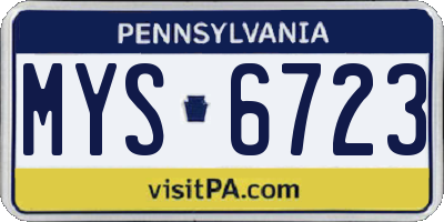 PA license plate MYS6723