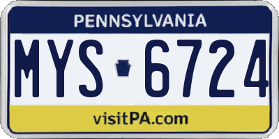 PA license plate MYS6724