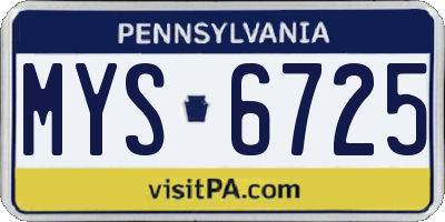 PA license plate MYS6725