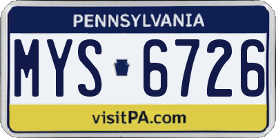 PA license plate MYS6726