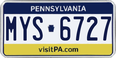 PA license plate MYS6727