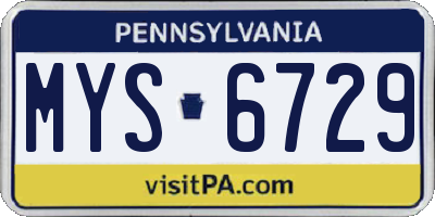 PA license plate MYS6729