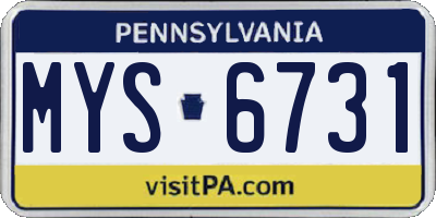 PA license plate MYS6731