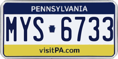 PA license plate MYS6733