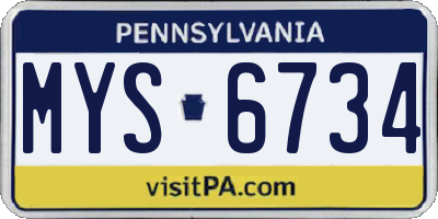 PA license plate MYS6734