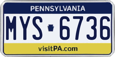 PA license plate MYS6736