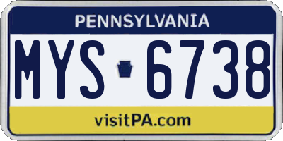 PA license plate MYS6738