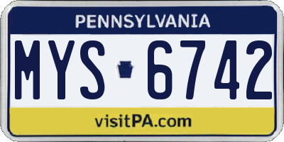 PA license plate MYS6742
