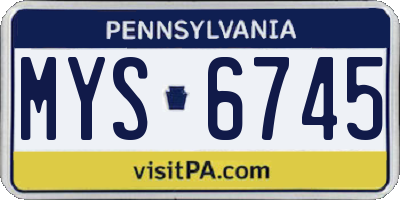 PA license plate MYS6745