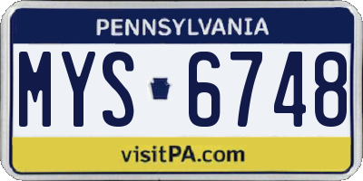 PA license plate MYS6748