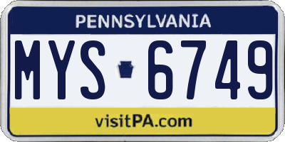 PA license plate MYS6749