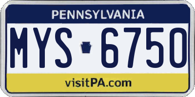 PA license plate MYS6750