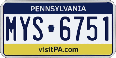 PA license plate MYS6751
