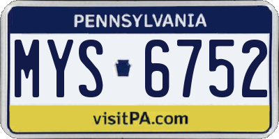 PA license plate MYS6752