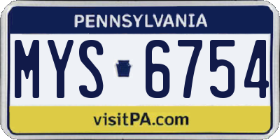 PA license plate MYS6754