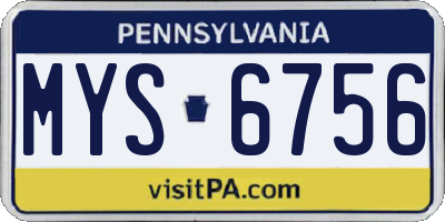 PA license plate MYS6756