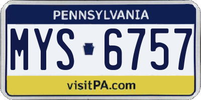 PA license plate MYS6757