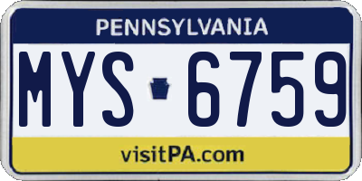 PA license plate MYS6759