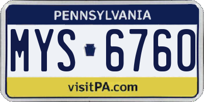 PA license plate MYS6760