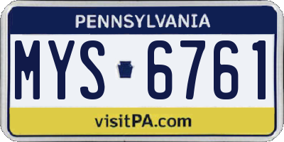 PA license plate MYS6761