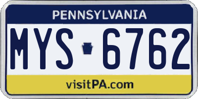 PA license plate MYS6762
