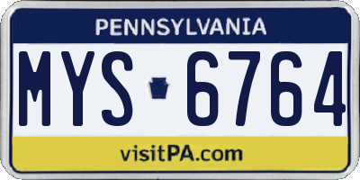 PA license plate MYS6764