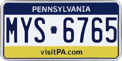 PA license plate MYS6765