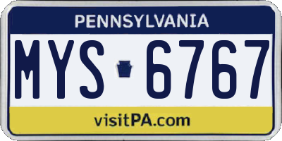 PA license plate MYS6767
