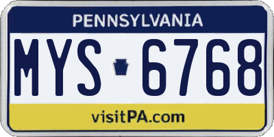 PA license plate MYS6768