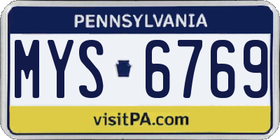 PA license plate MYS6769