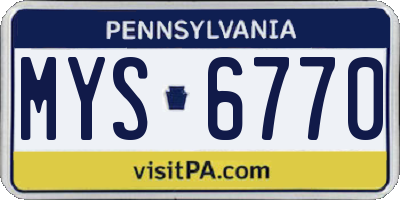PA license plate MYS6770