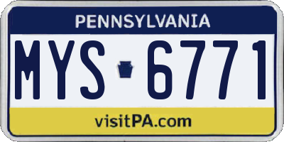 PA license plate MYS6771