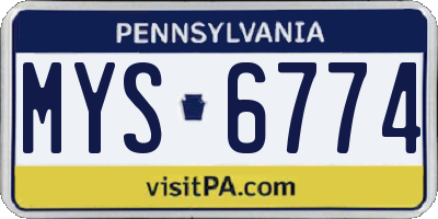PA license plate MYS6774