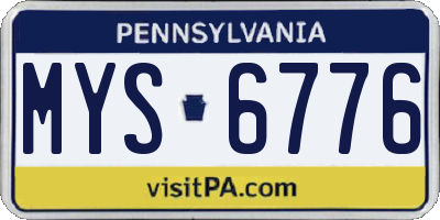 PA license plate MYS6776