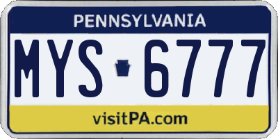 PA license plate MYS6777