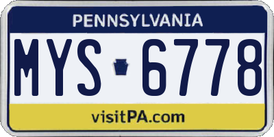 PA license plate MYS6778