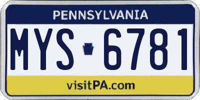 PA license plate MYS6781